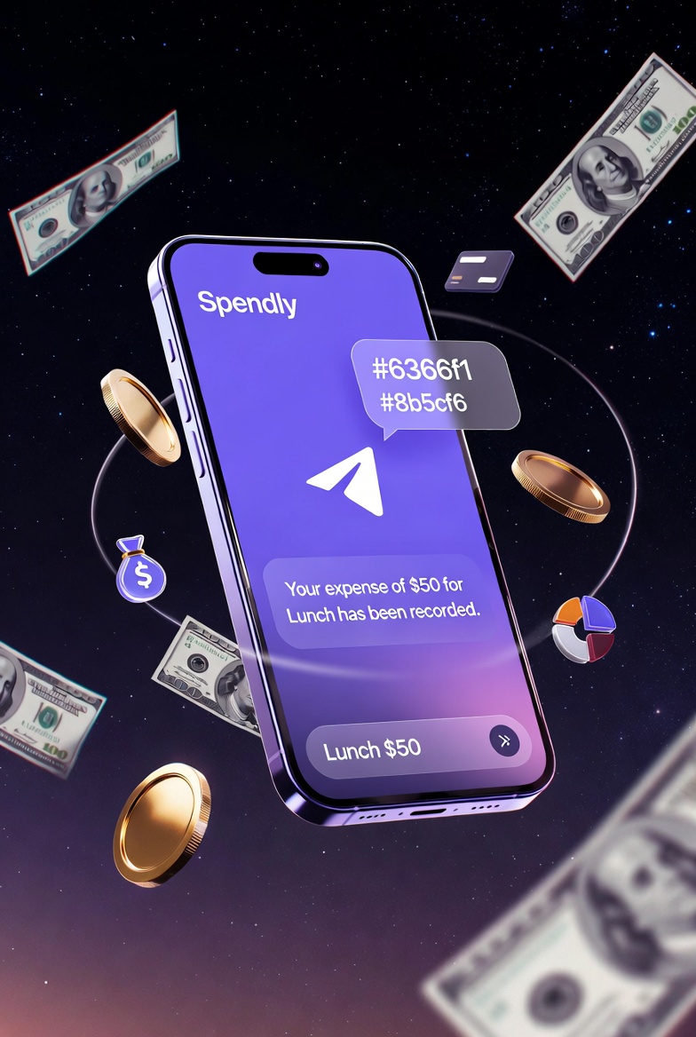 Record expense - just type 'Lunch $50' in Telegram