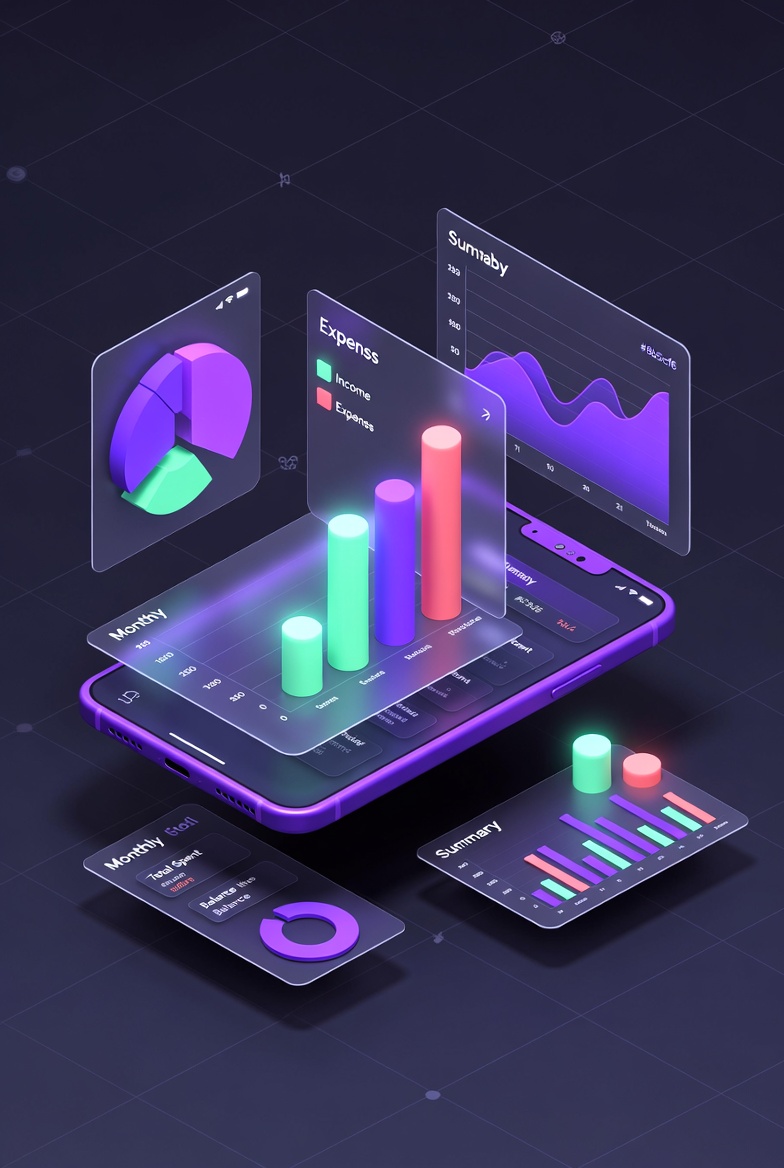 Monthly summary with income and expenses